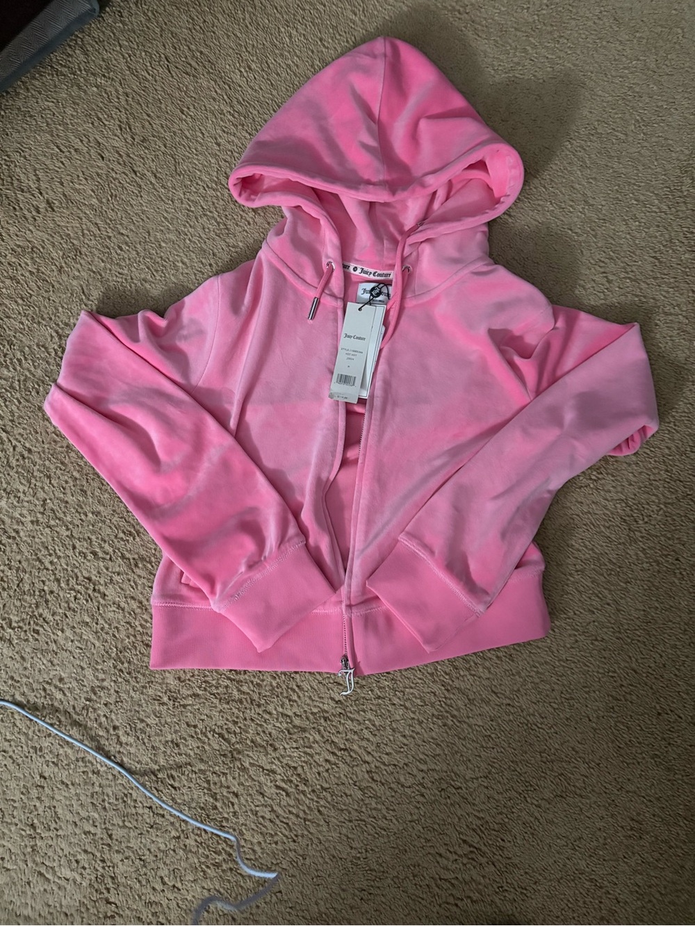Juicy Couture Girls' Bubblegum Pink Velour Zip Hoodie